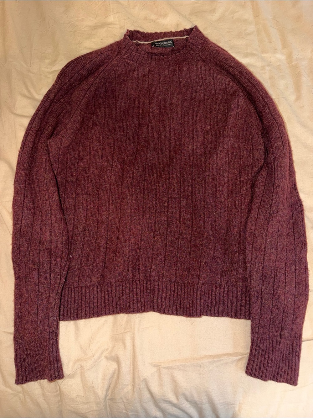 Banana Republic Maroon Ribbed Crewneck Sweater - Women's